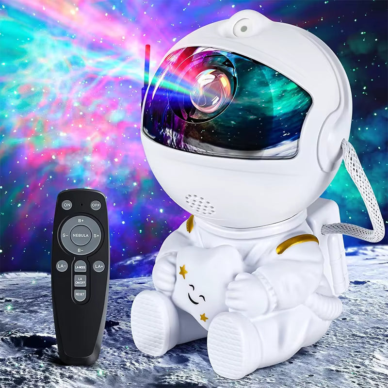 Projektor Gwiazd™ Astronauta – Nocne Światło Galaktyki LED z Mgławicami i Zielonymi Gwiazdami